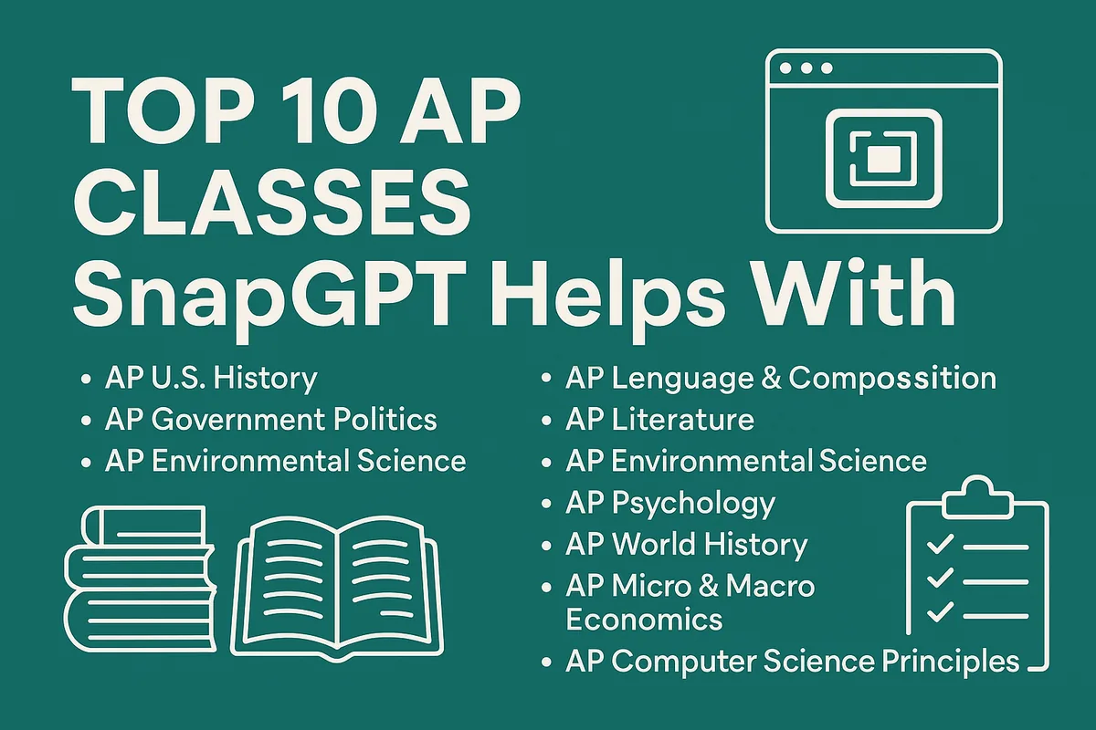 Top 10 AP Classes SnapGPT Can Help With (Ranked by Difficulty — Realistically)