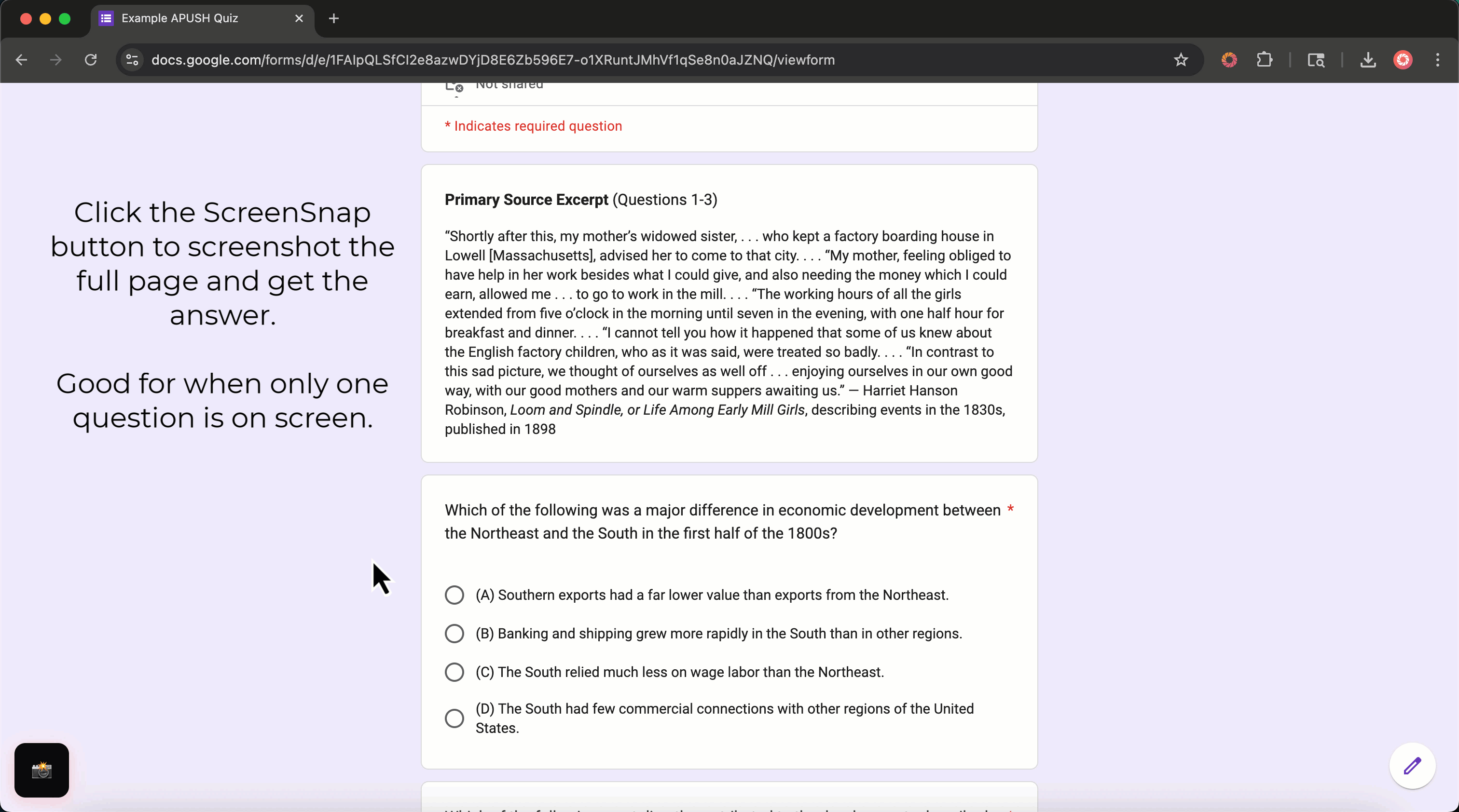 A gif detailing how to use the SnapGPT ScreenSnap functionality.